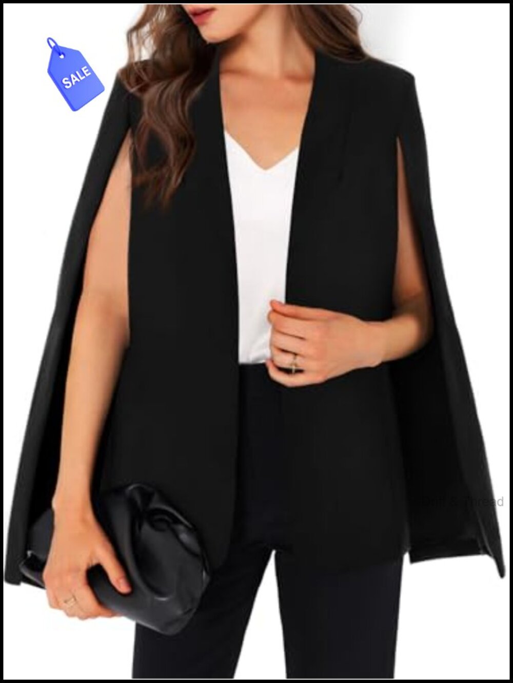 Cape Blazer Split Sleeve Open Front Slim Fit Shawl Collar Work Jacket